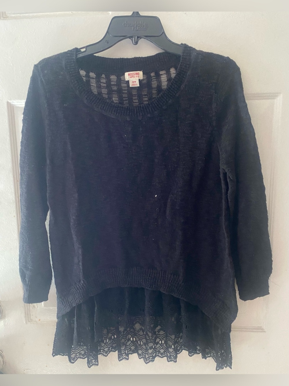 W Supply Co. Black Lace-Hem Women's Sweater